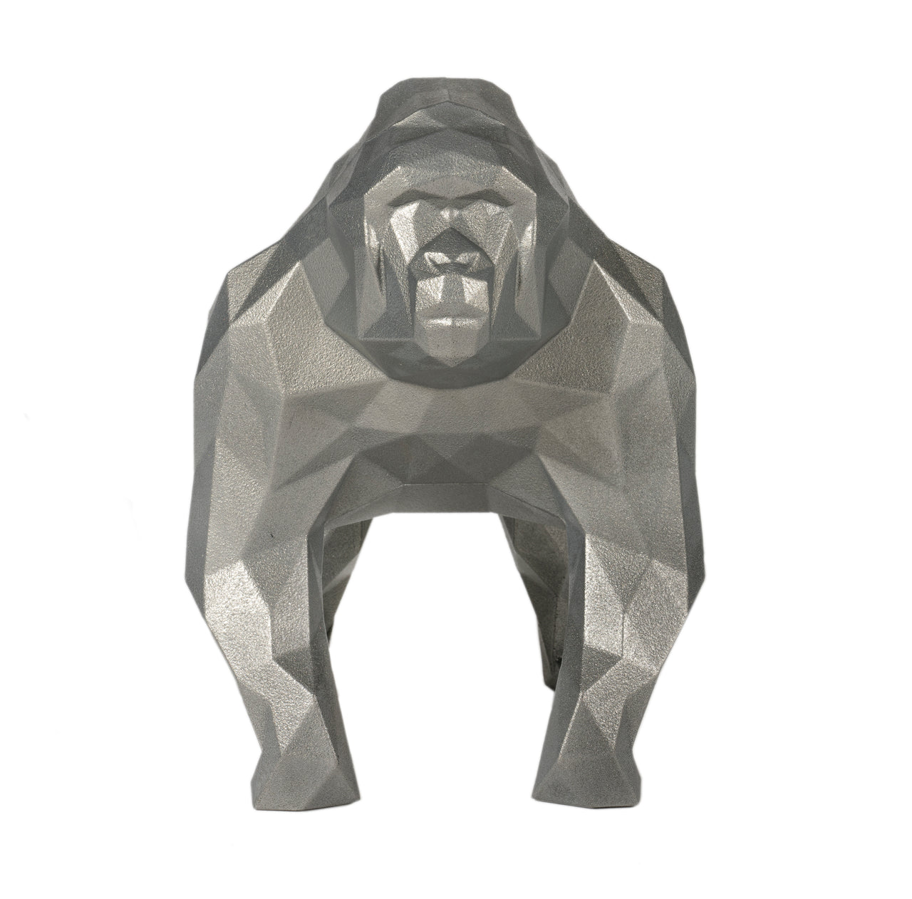 Gorilla Geometric sculpture - Gus in Metallic Silver