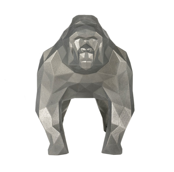 Gorilla Geometric sculpture - Gus in Metallic Silver