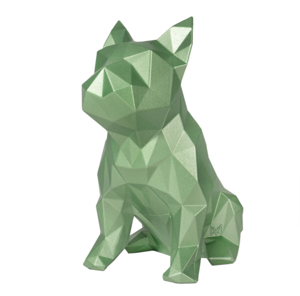 French Bulldog Geometric sculpture - Frank Junior in Metallic Green