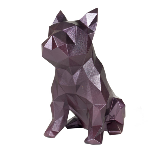 French Bulldog Geometric sculpture - Frank Junior in Metallic Plum