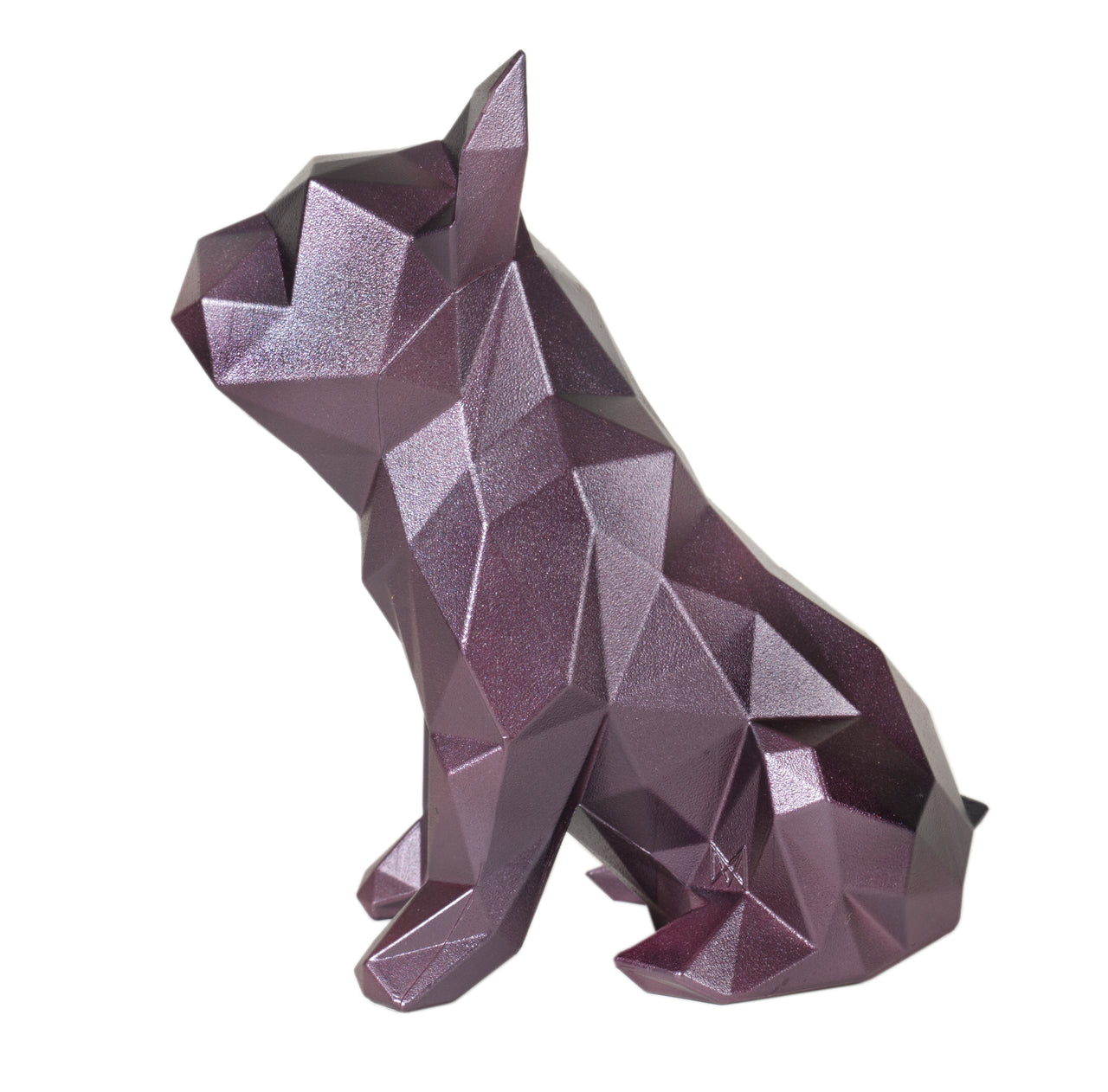 French Bulldog Geometric sculpture - Frank Junior in Metallic Plum
