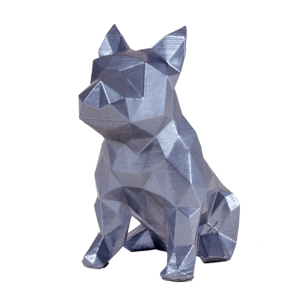 French Bulldog Geometric sculpture - Frank Junior in Hologram Silver