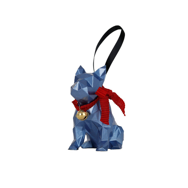 French Bulldog Geometric sculpture - Frank Junior in Metallic blue