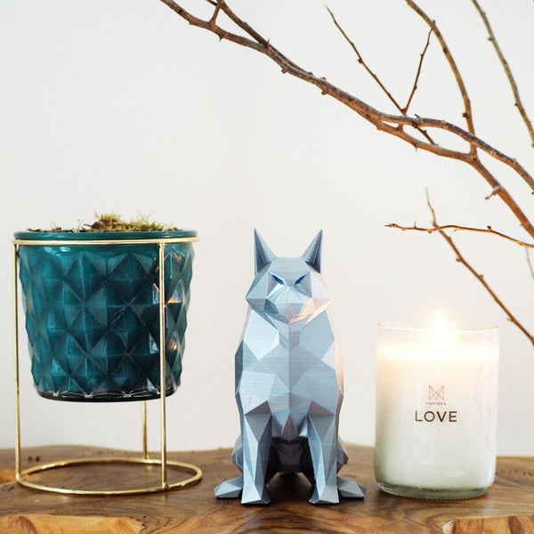 Geometric Wolf Sculpture