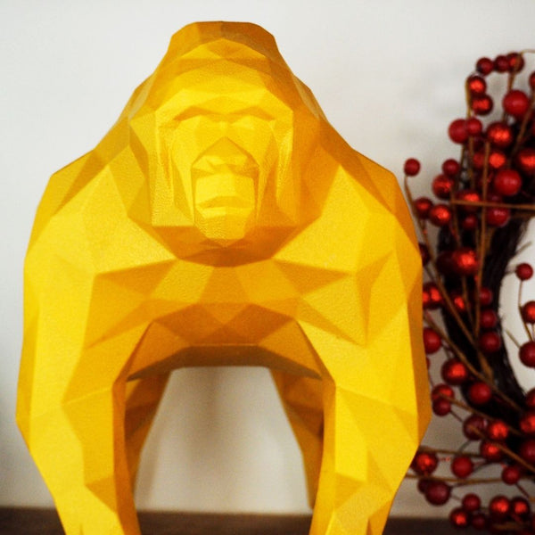 Gorilla Geometric Sculpture - Gus in Gold