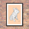 French Bulldog Framed Print - White on Peach
