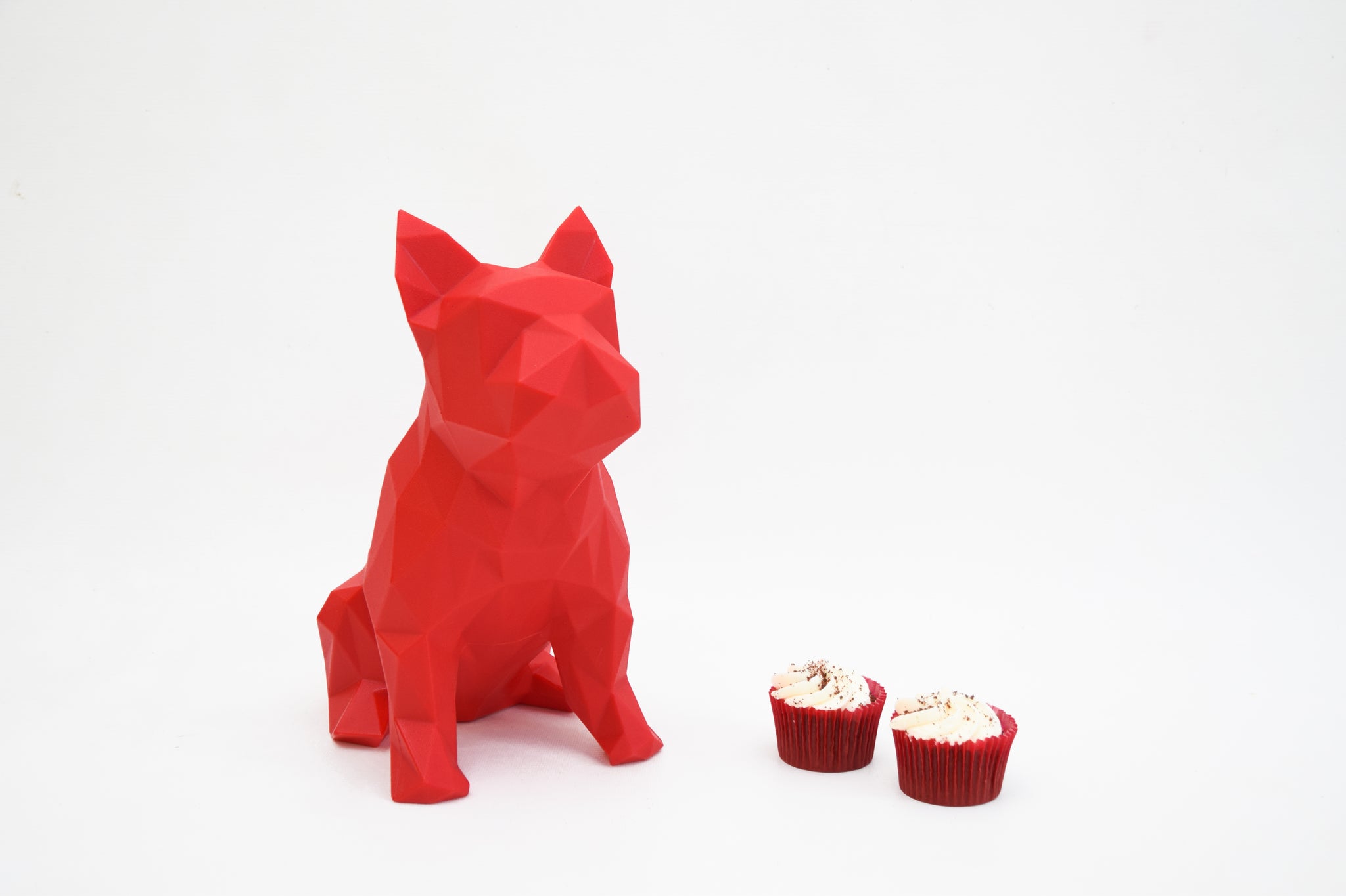 French Bulldog Geometric Sculpture - Frank in Red