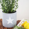 Ceramic Pot Plant grey with white star