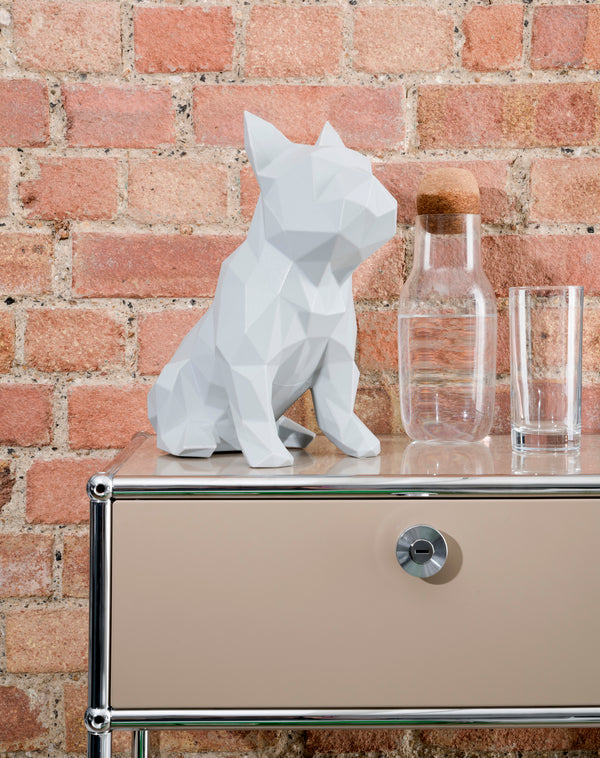 French Bulldog Geometric Sculpture- Frank in Light Grey