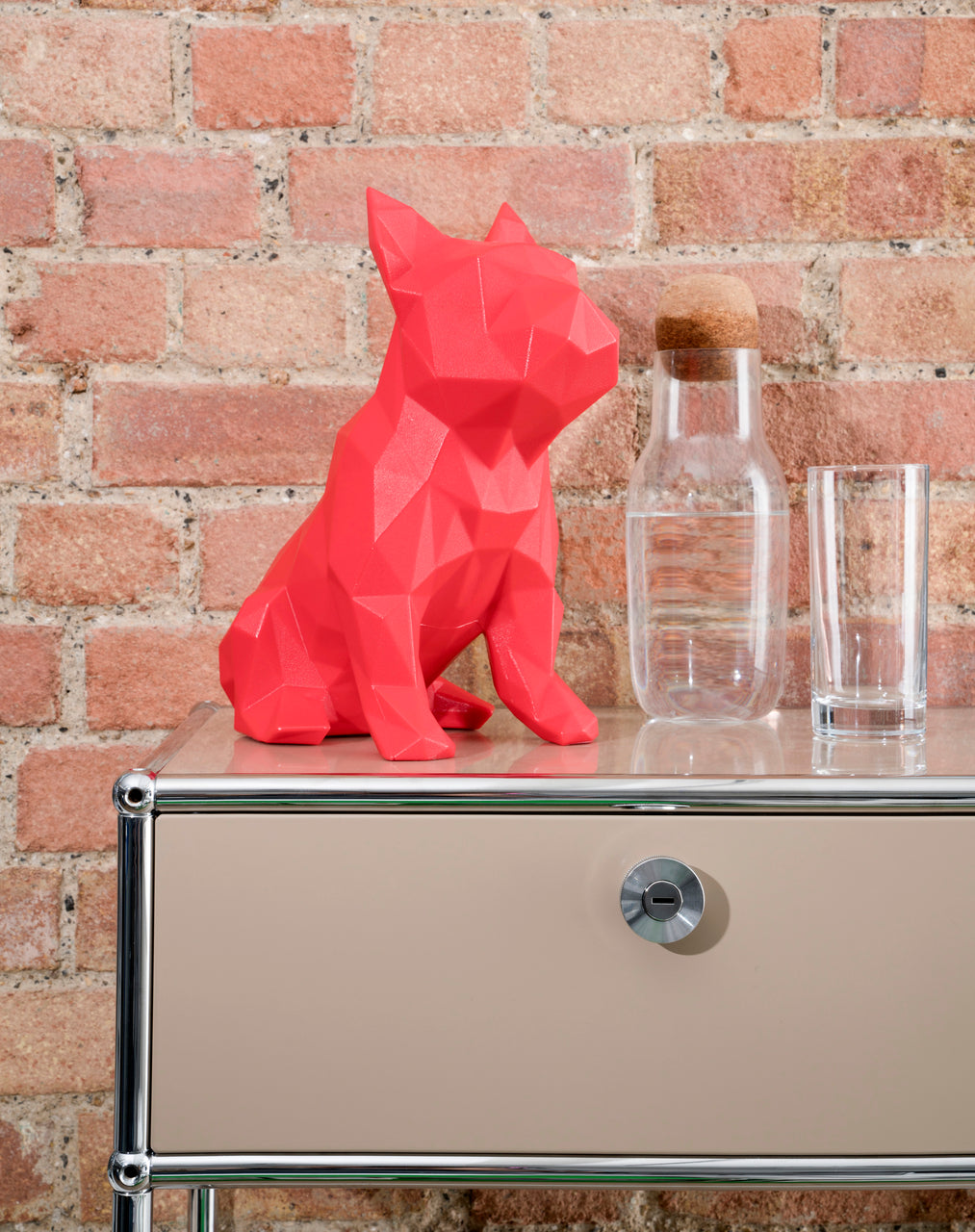 French Bulldog Geometric Sculpture - Frank in Red