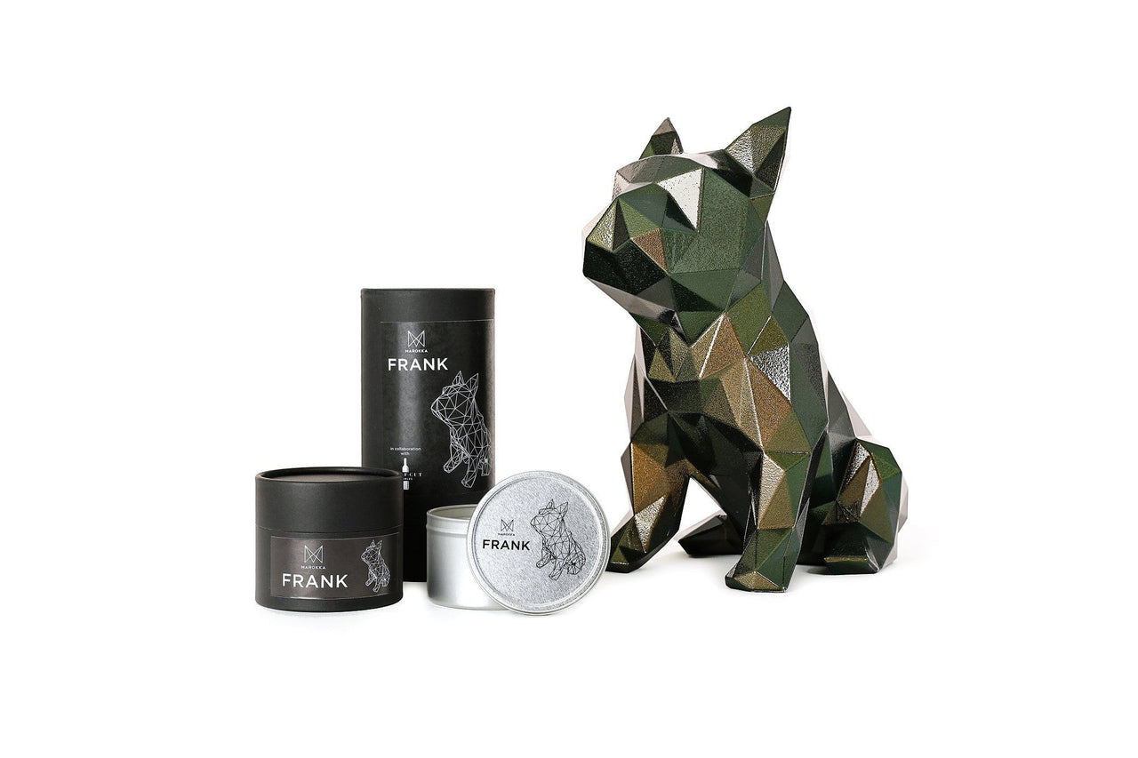 Geometric Mini French Bulldog Candle Handmade Natural Wax