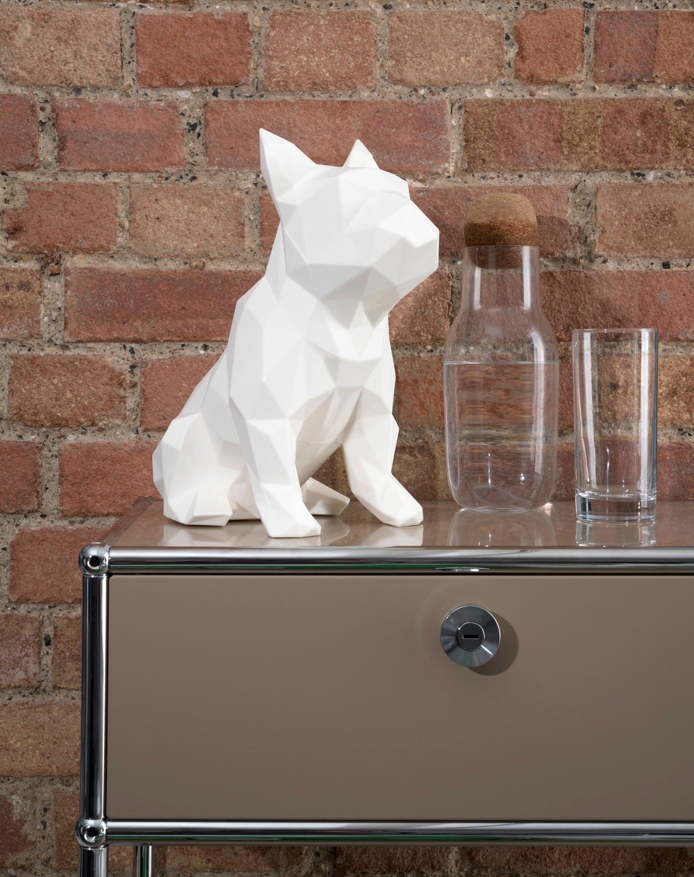 French Bulldog Geometric Sculpture - Frank in White